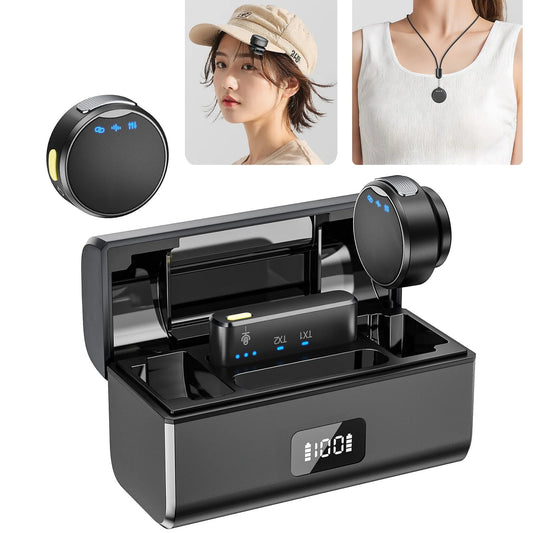 100M Wireless Microphone for Phone Professional Magnetic Lavalier Microphone with Charging Box Noise Reduction for Recording - trendyfy.store