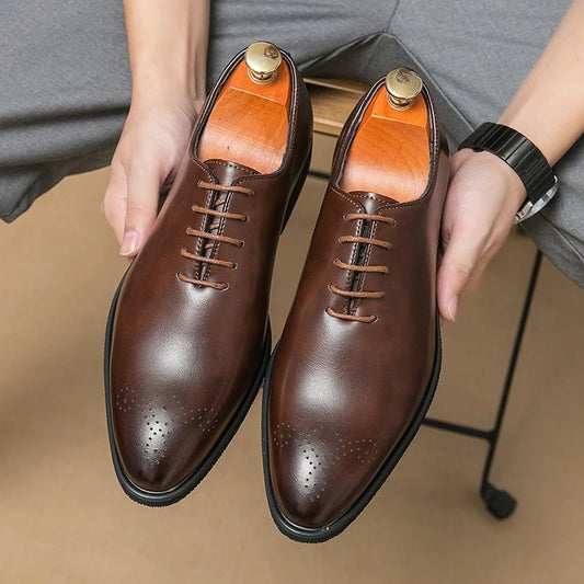 Luxury Mens Leather Shoes High Quality Men's Shoes Fashion Oxford Wedding Men Dress Leather Shoes 2024 Gentleman Office Man Shoe - trendyfy.store
